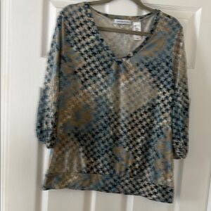Liz Claiborne Blue and Tan Women's Top